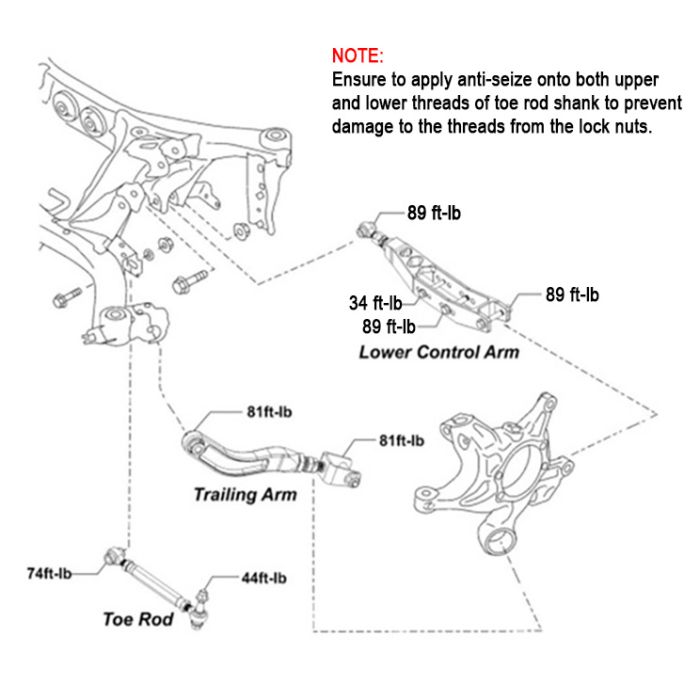 SMY Stealth Pillow Ball CNC Aluminum Adjustable Rear Control Arms Subaru 2022-2026 WRX / STI